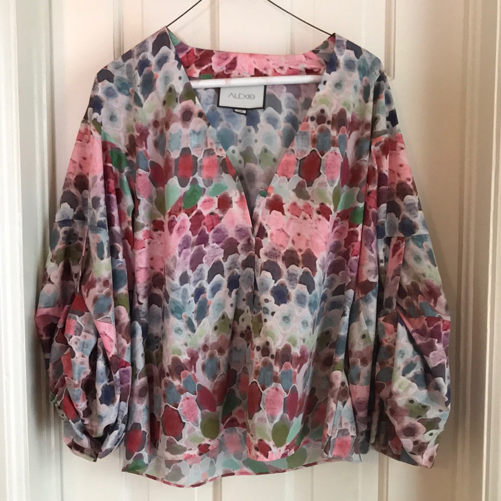 Alexis Watercolor-Print Silk Crepe Top